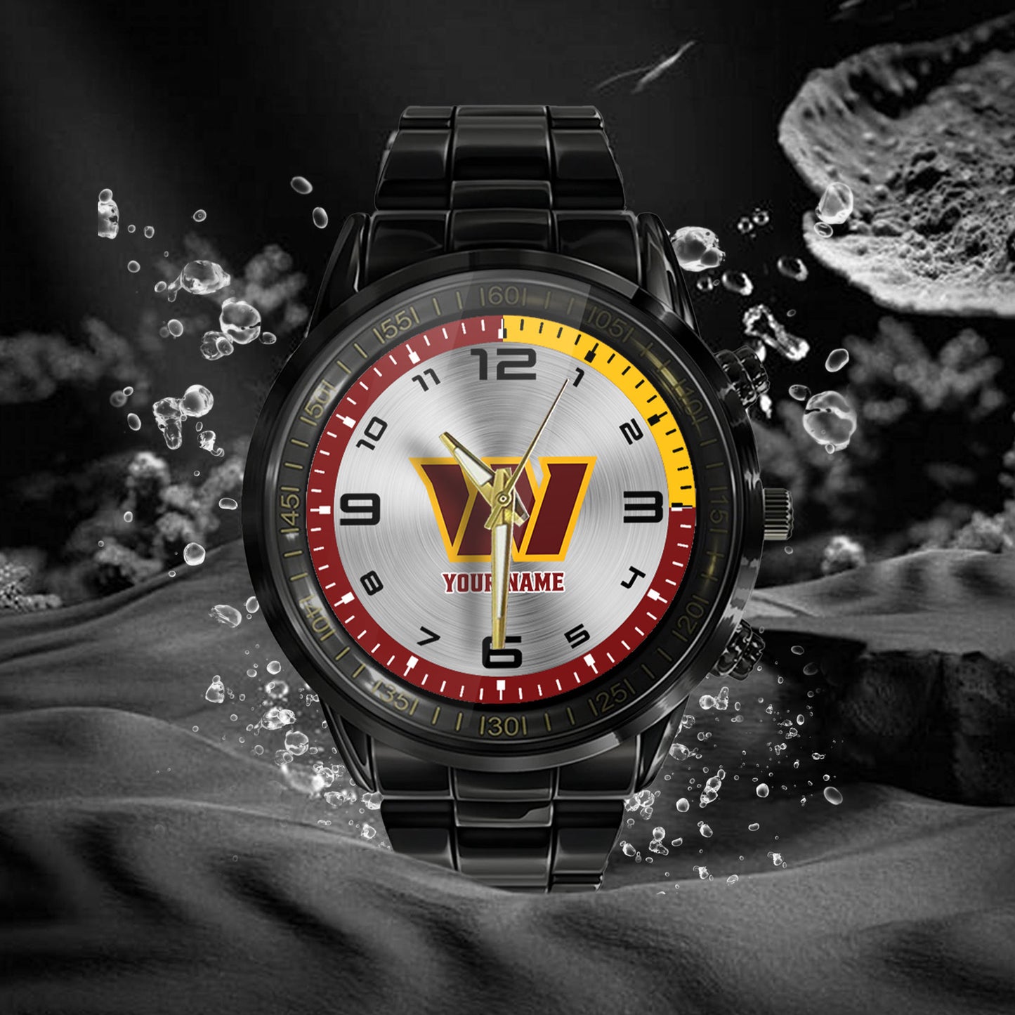 Washington Commanders Black Fashion Watch Gifts For Sport Fans AZWATCH032