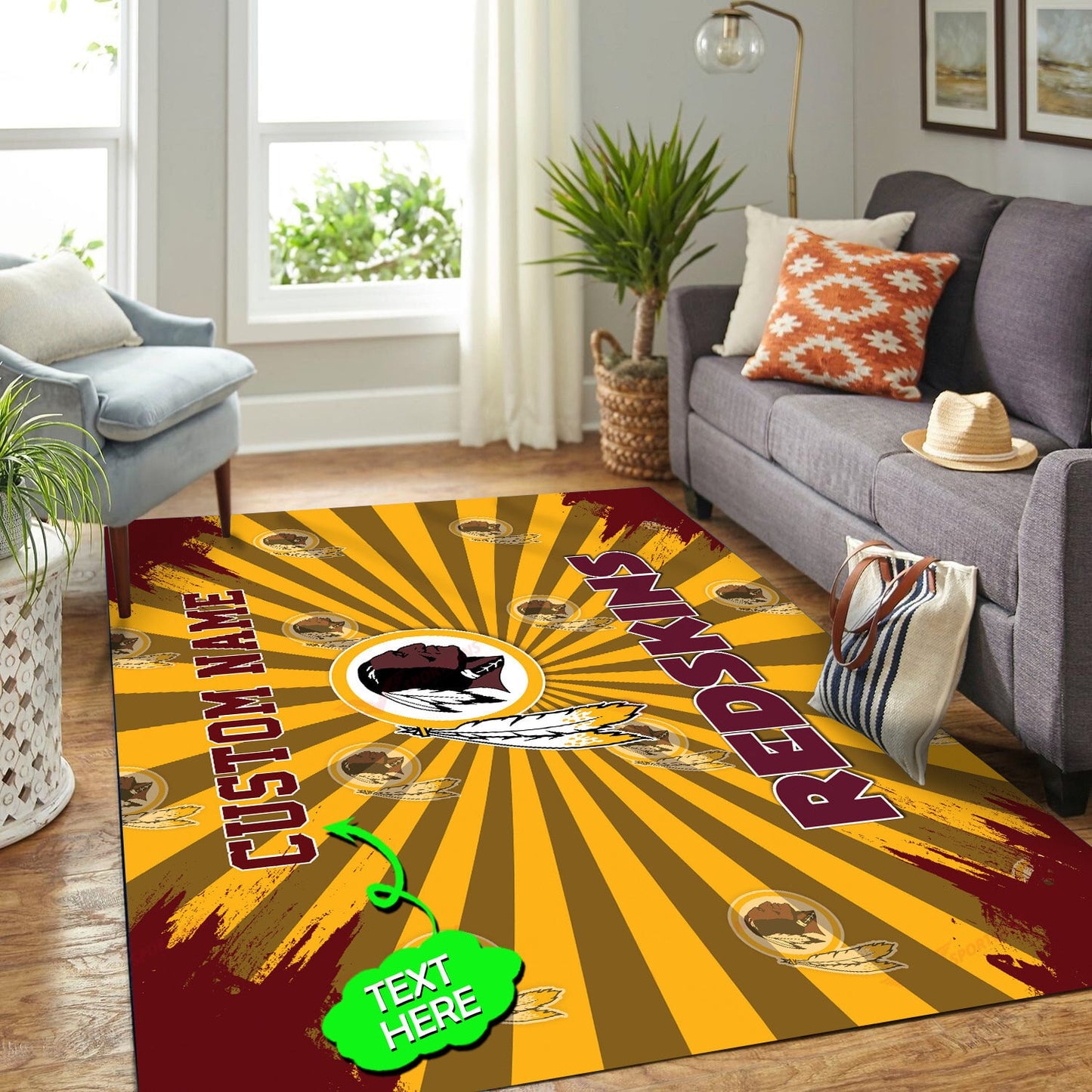 Washington Redskins Personalized Premium Rectangle Rug 72
