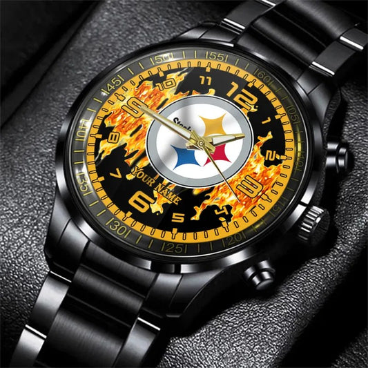 Pittsburgh Steelers Black Fashion Watch Gifts For Sport Fans AZWATCH45-4