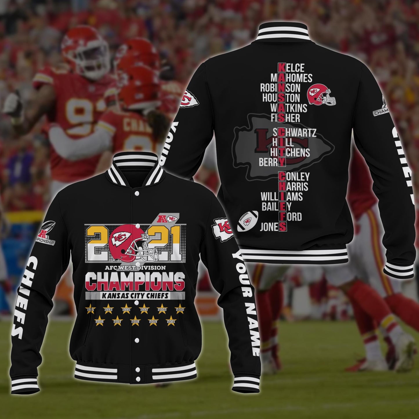 West Division Kansas City Chiefs Champions Baseball Jacket 109