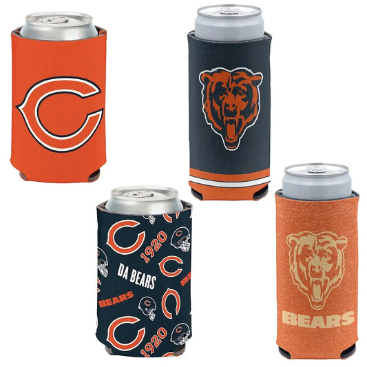 Chicago Bears 4-Pack 12oz Can & Slim Can Cooler Set Gifts For Fan New 2025 AZHACCS000005