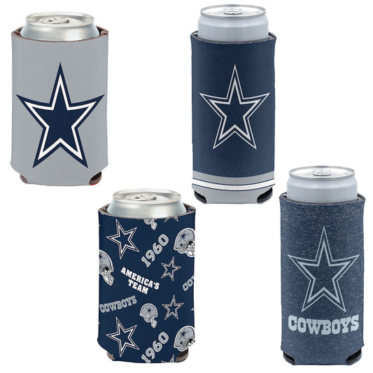 Dallas Cowboys 4-Pack 12oz Can & Slim Can Cooler Set Gifts For Fan New 2025 AZHACCS000008