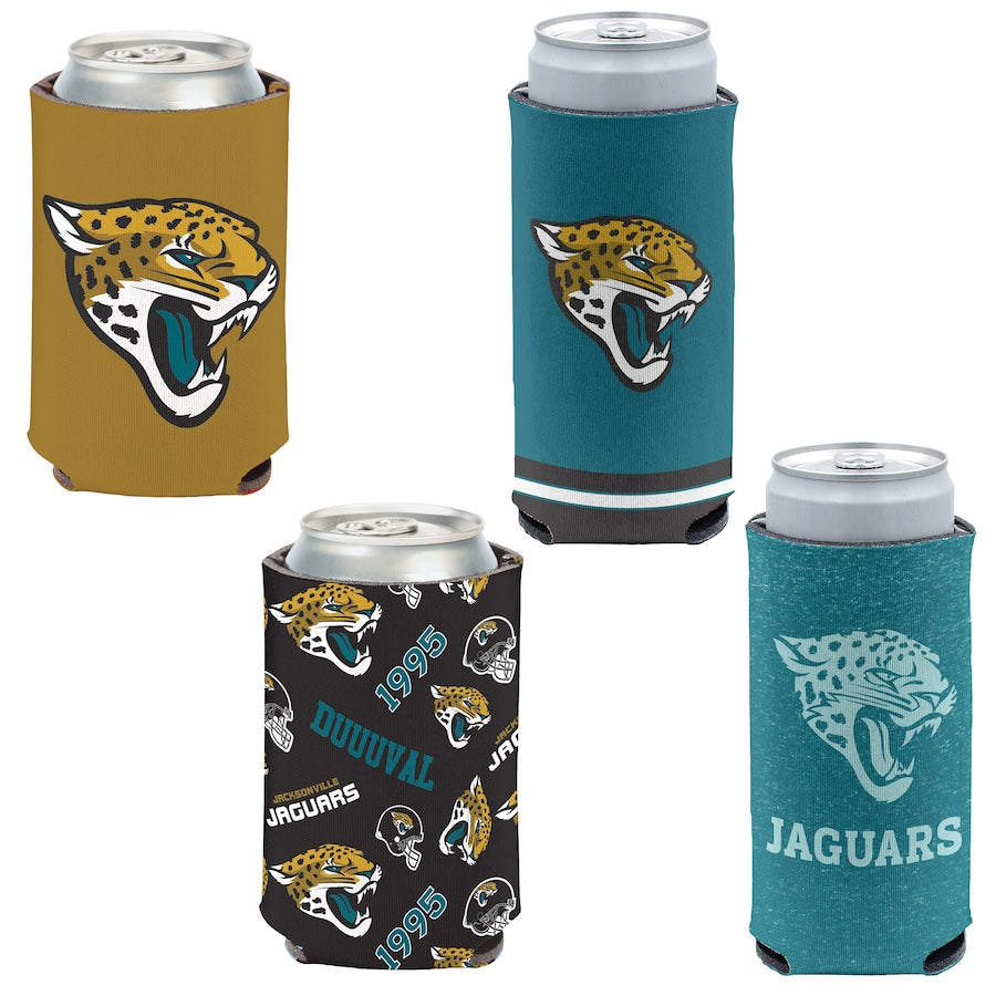 Jacksonville Jaguars 4-Pack 12oz Can & Slim Can Cooler Set Gifts For Fan New 2025 AZHACCS000011