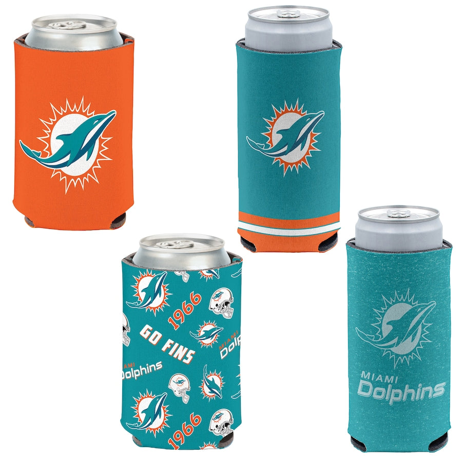 Miami Dolphins 4-Pack 12oz Can & Slim Can Cooler Set Gifts For Fan New 2025 AZHACCS000015