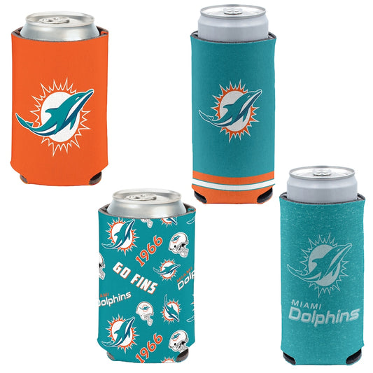 Miami Dolphins 4-Pack 12oz Can & Slim Can Cooler Set Gifts For Fan New 2025 AZHACCS000015