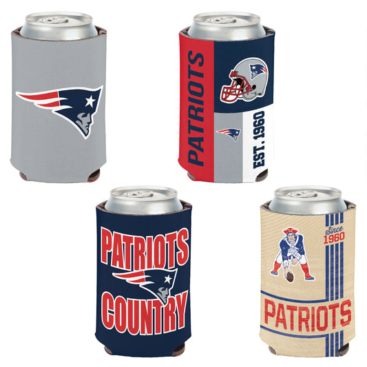 New England Patriots 4-Pack 12oz Can Cooler Set Gifts For Fan New 2025 AZHACCS12000013