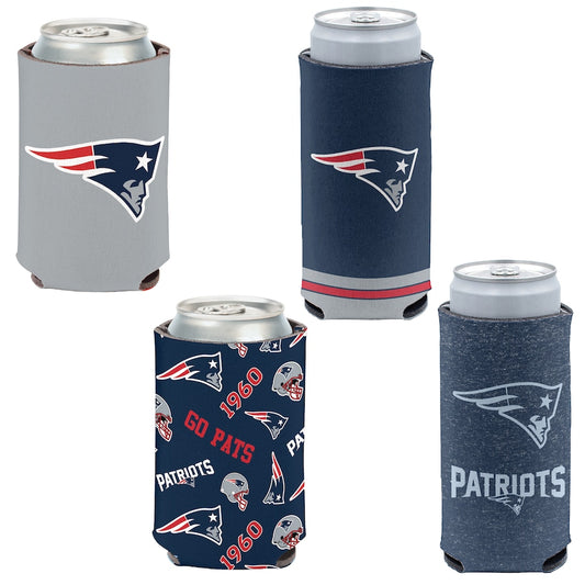 New England Patriots 4-Pack 12oz Can & Slim Can Cooler Set Gifts For Fan New 2025 AZHACCS000017