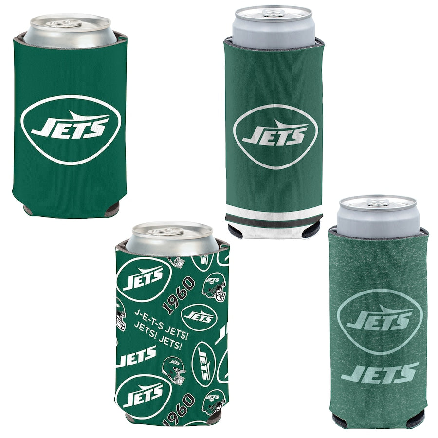 New York Jets 4-Pack 12oz Can & Slim Can Cooler Set Gifts For Fan New 2025 AZHACCS000020