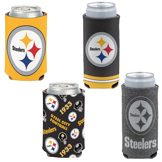 Pittsburgh Steelers 4-Pack 12oz Can & Slim Can Cooler Set Gifts For Fan New 2025 AZHACCS000022