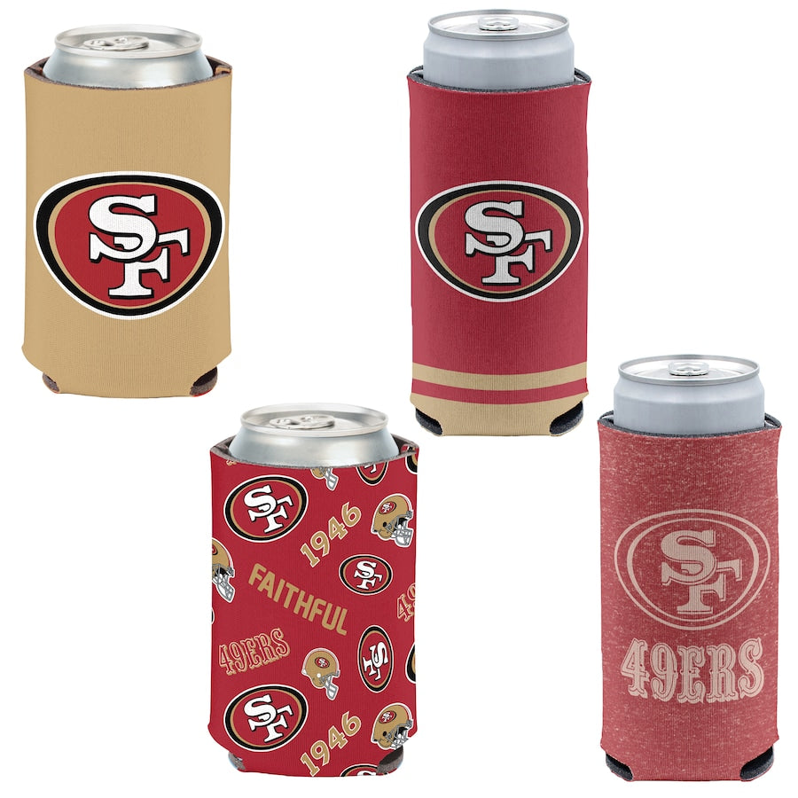 San Francisco 49ers 4-Pack 12oz Can & Slim Can Cooler Set Gifts For Fan New 2025 AZHACCS000023