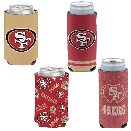 San Francisco 49ers 4-Pack 12oz Can & Slim Can Cooler Set Gifts For Fan New 2025 AZHACCS000023