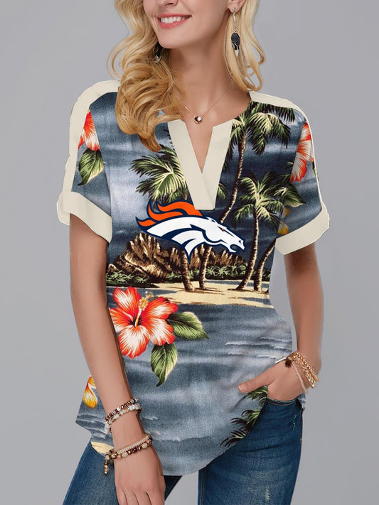 Denver Broncos Fashion Short Sleeve V-Neck Shirt  AZSSV286